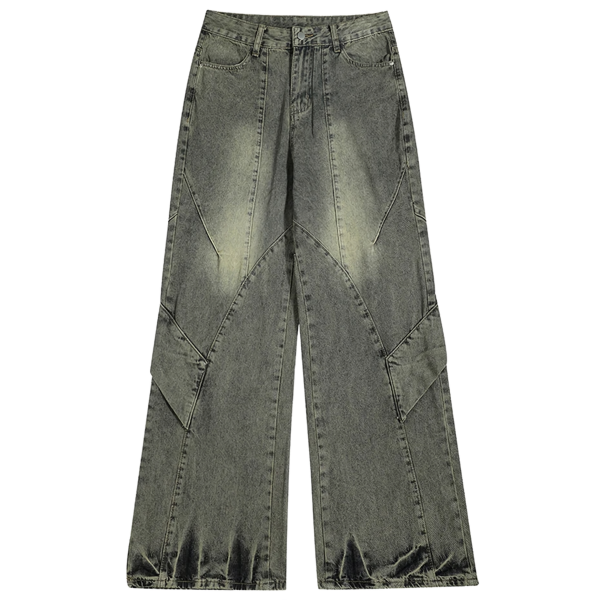 Acid Etch Wide Leg Denim Jeans