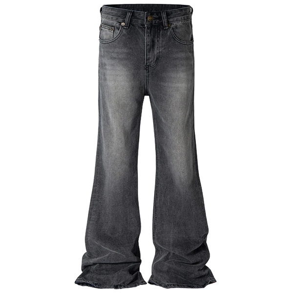 Flare Leg Distressed Black Denim Jeans