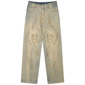 Raw-Edge Distressed Denim Jeans